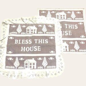 Pillow Covers Set of 2 Bless This House You Complete Cottage Decor Handmade New